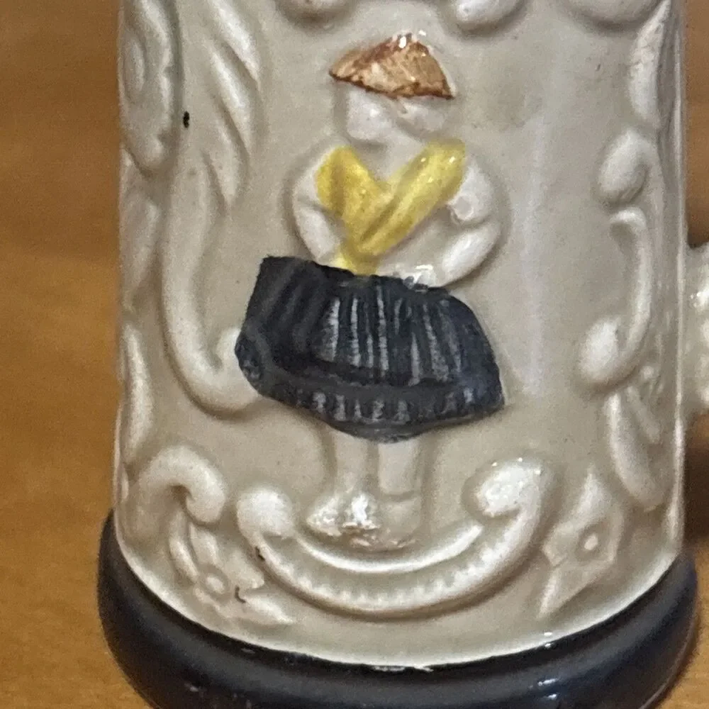 Vintage 1970’s Beer Stein Ceramic Salt Shaker Japan W/Stoppers